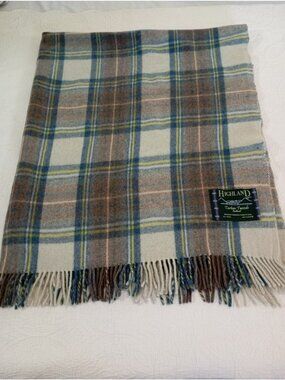 Highland Tartan Tweeds 100% Wool Plaid Blanket Throw Scotland Unisex 62 x 50